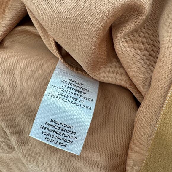 DR2 Women's Pleated Sequin Shimmer Midi Dress Pull On Elastic Waist Brown Medium - Picture 5 of 8